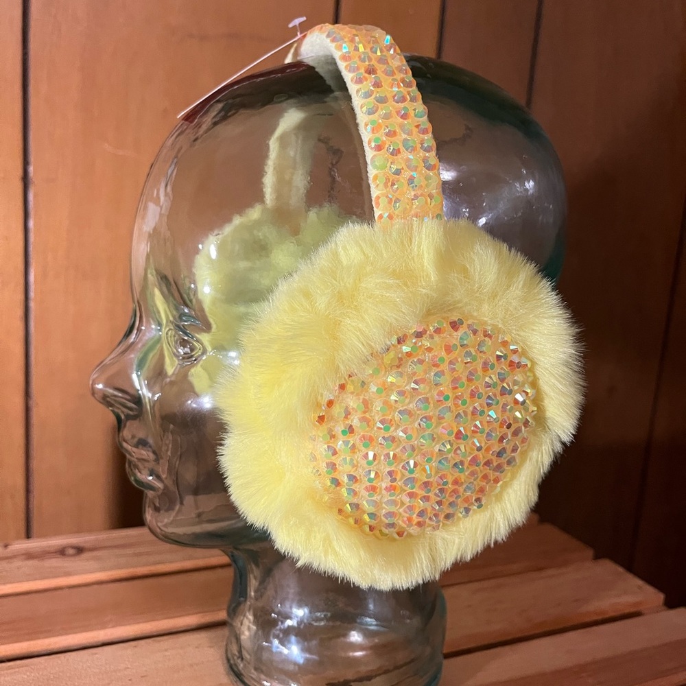 Lemon Yellow Bling Ear Muffs